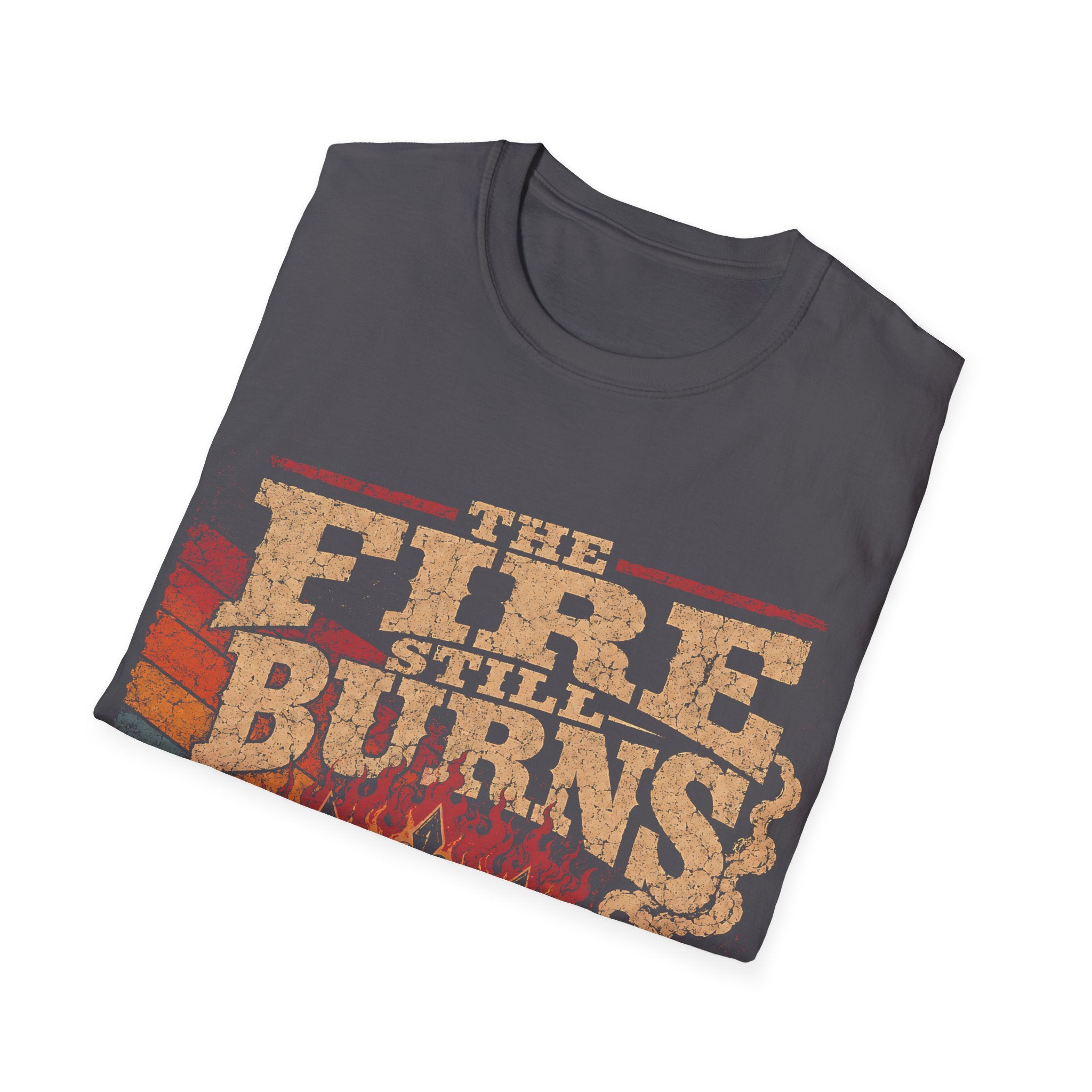 The Fire Still Burns Christian Revival Cross Crown Retro Vintage Faith Jesus T-Shirt