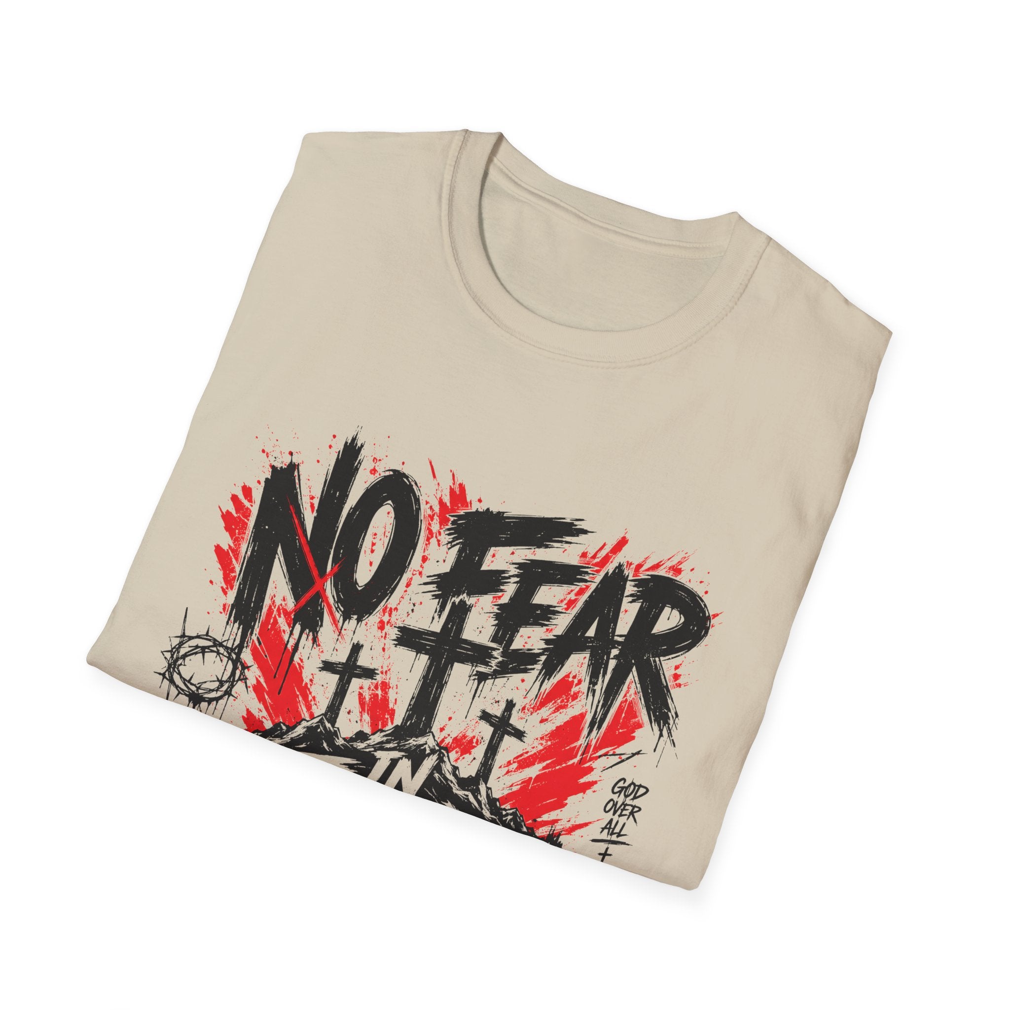 No Fear In Faith God Over All Romans 8 31 Christian Cross Victory T-Shirt
