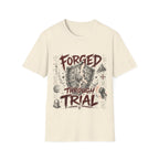 Forged Through Trial Christian Warrior Shield Iron Sharpens Iron Bible Verse Faith T-Shirt