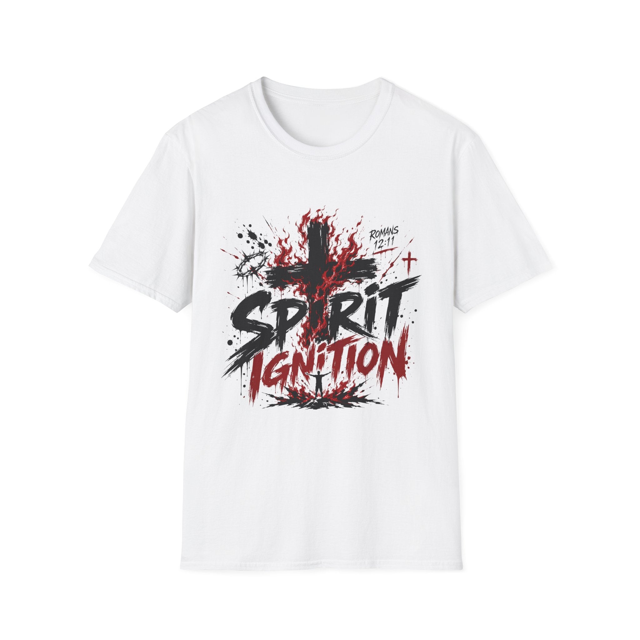 Spirit Ignition Romans 12 11 Fiery Christian Cross Worship Revival Faith T-Shirt