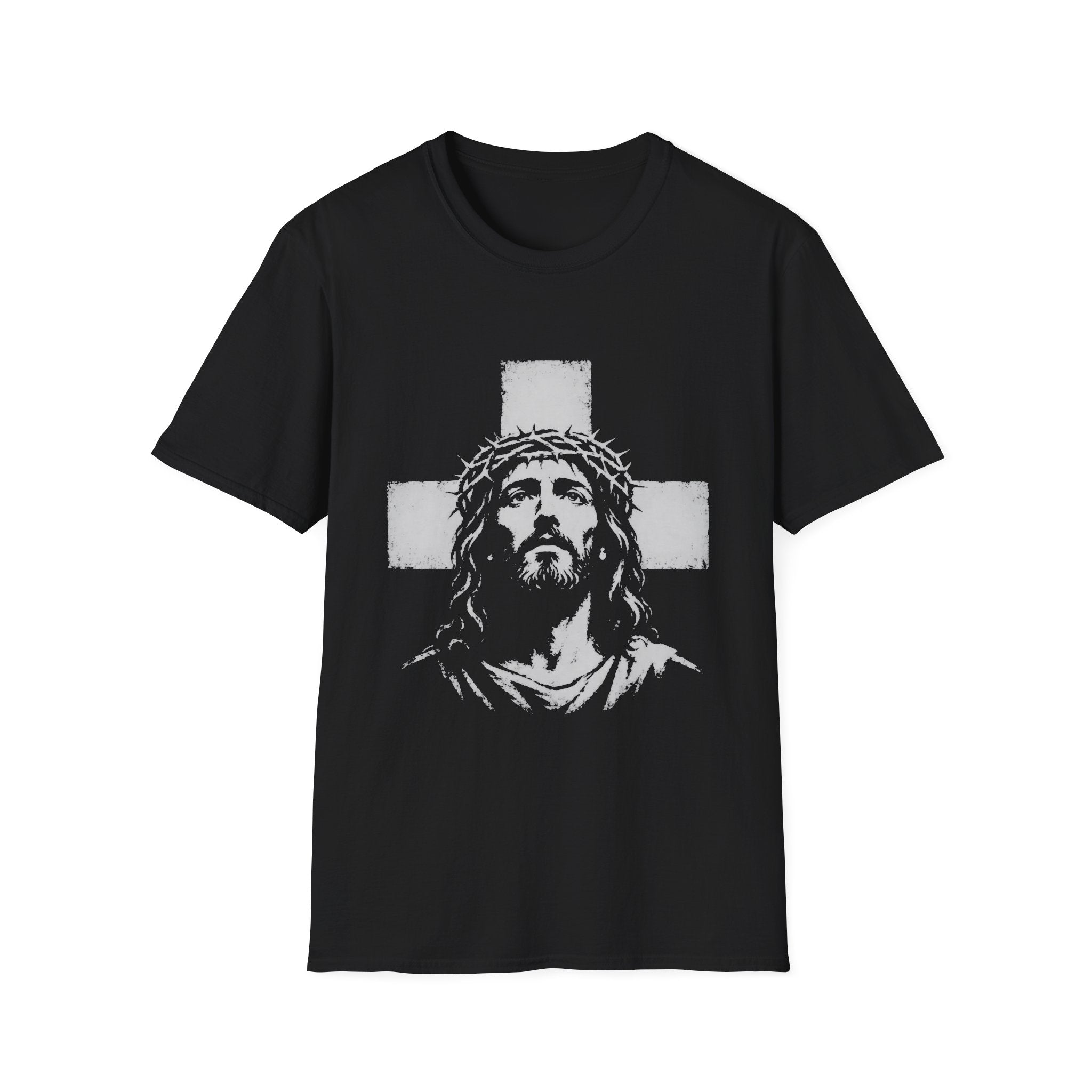 Jesus Christ With Crown Of Thorns And Cross Christian Faith Easter Good Friday Religious T-Shirt