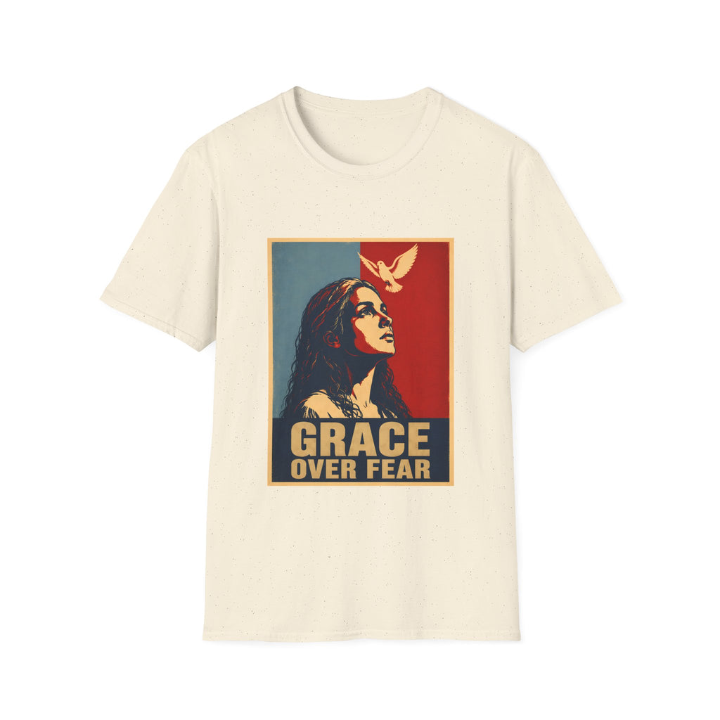 Grace Over Fear Christian Faith Inspirational Dove Woman Religious Hope T-Shirt