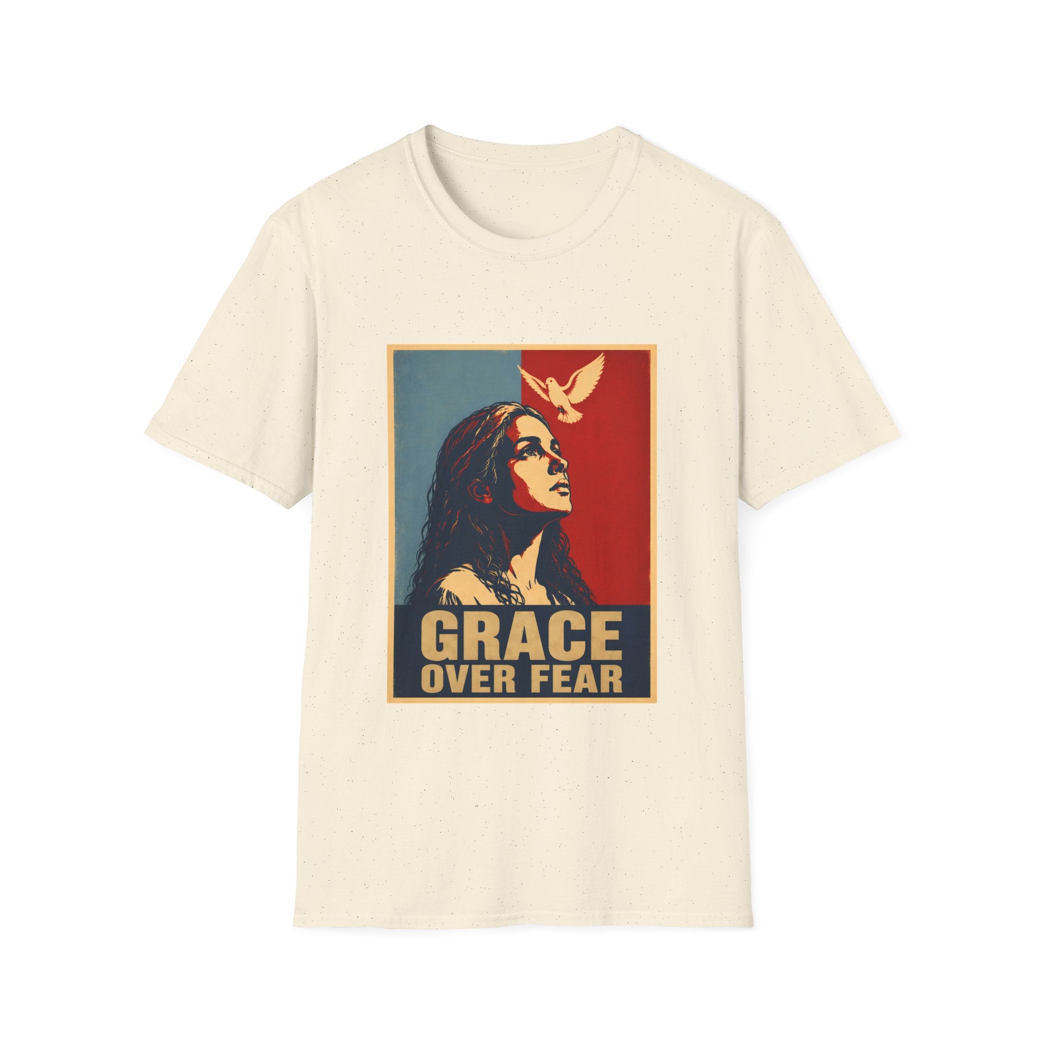 Grace Over Fear Christian Faith Inspirational Dove Woman Religious Hope T-Shirt