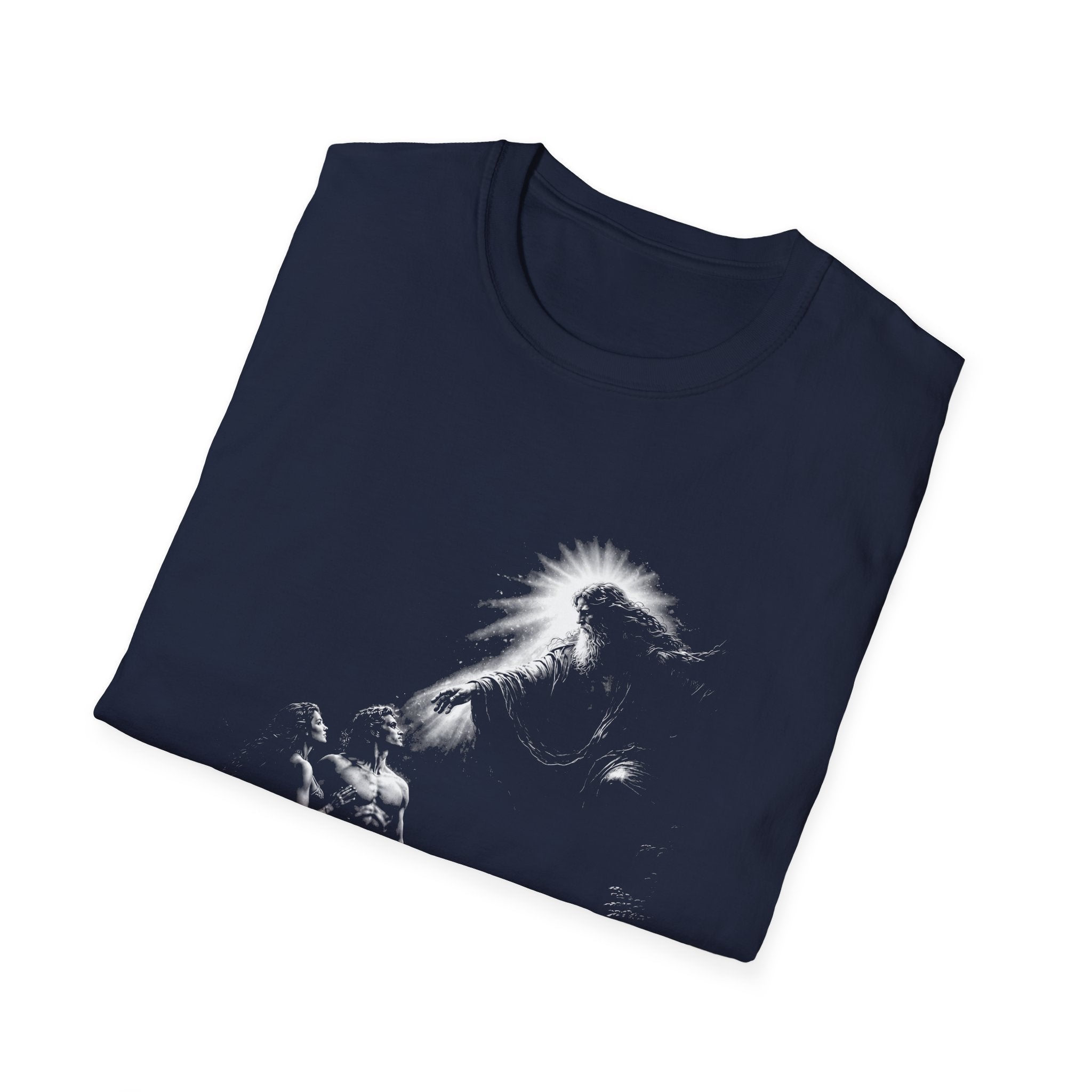Creation of adam and eve with god in eden spiritual christian biblical scene T-Shirt