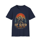 If God Is For Us Romans 8 31 Lion Christian Faith Mountain Sunset Bible Verse Art T-Shirt