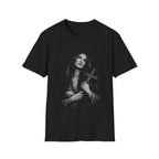 mary magdalene weeping with cross dark christian gothic spiritual portrait in black and white T-Shirt