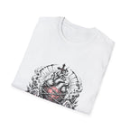 Sacred Heart Barbed Wire Cross Dark Roses Anatomical Heart T-Shirt