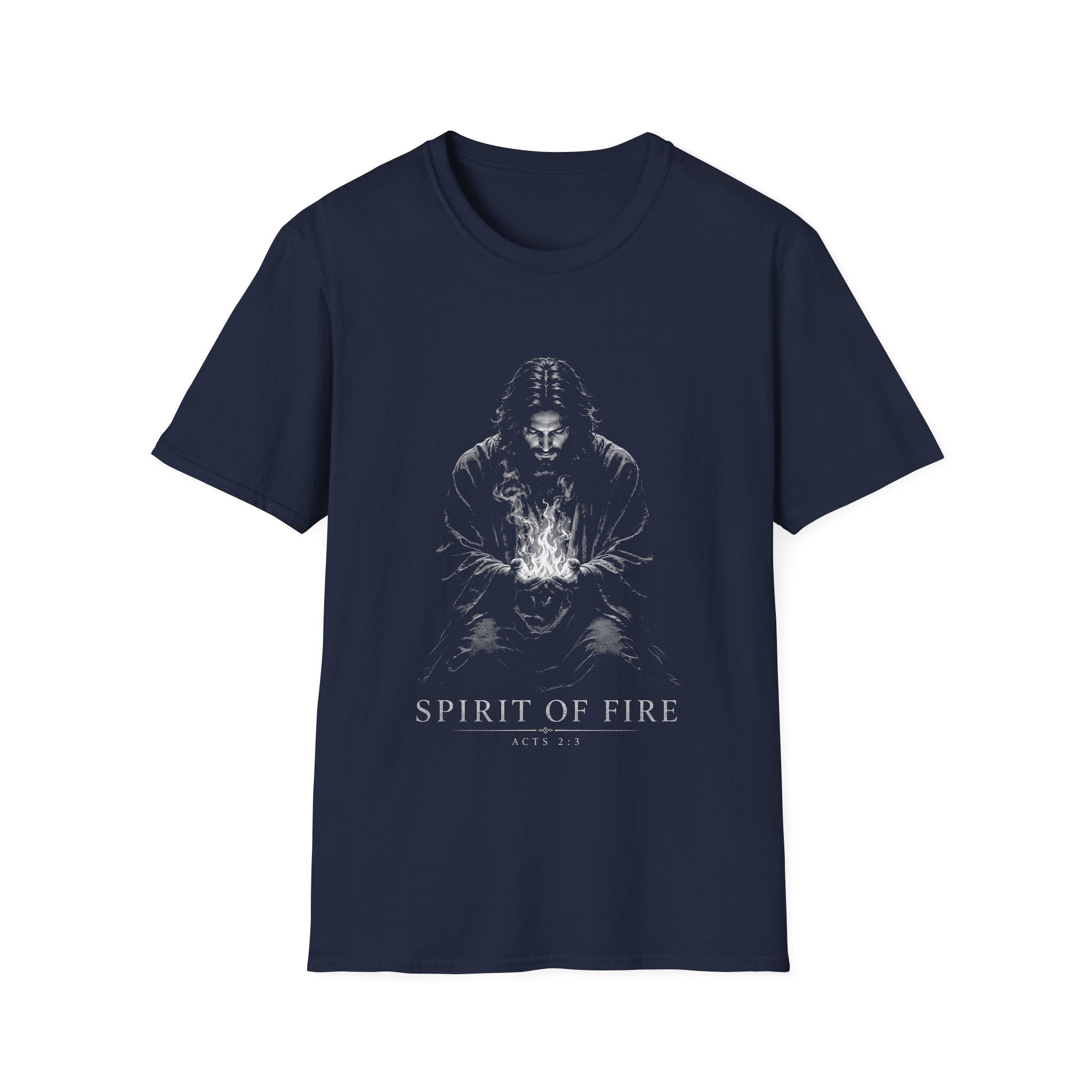 Spirit Of Fire Acts 2 3 Jesus With Holy Spirit Flame Christian Faith Artwork T-Shirt