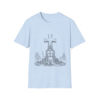 Medieval Crusader Knight Kneeling In Prayer At Cross Christian Warrior Faith T-Shirt