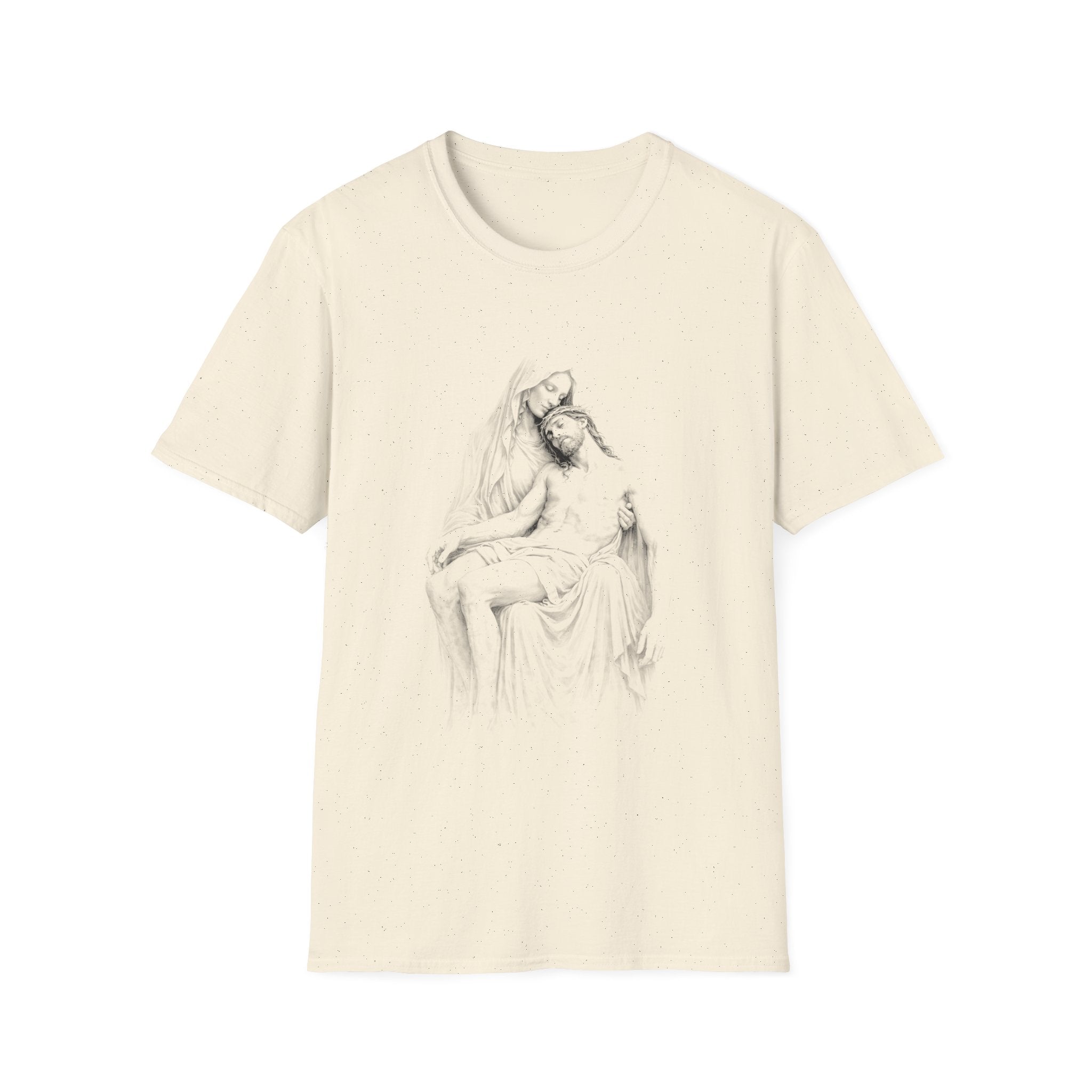 Sorrowful pieta mary holding jesus after crucifixion christian faith reflection T-Shirt