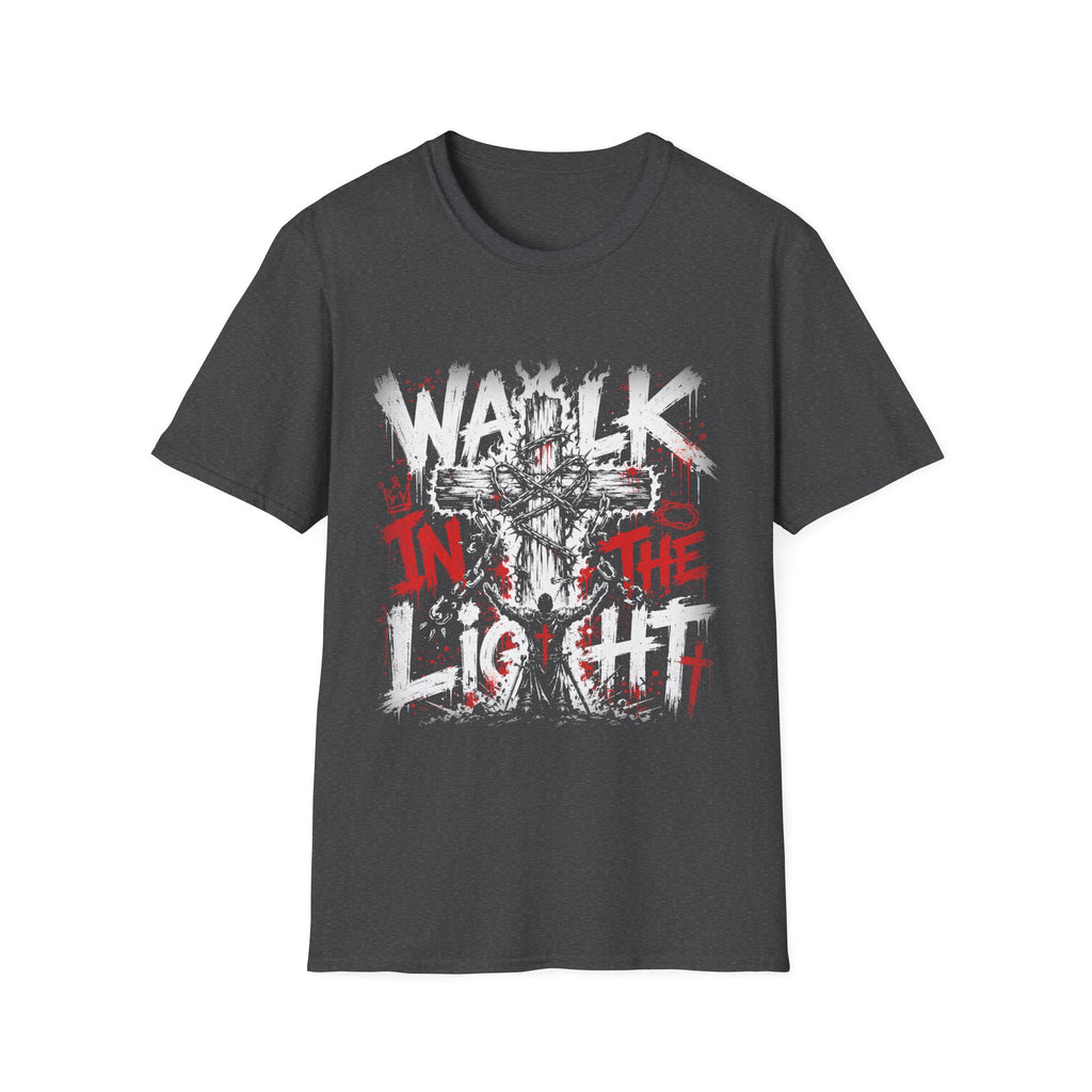 Walk In The Light Christian Cross Art Jesus Faith Spiritual Warfare Scripture Inspired T-Shirt