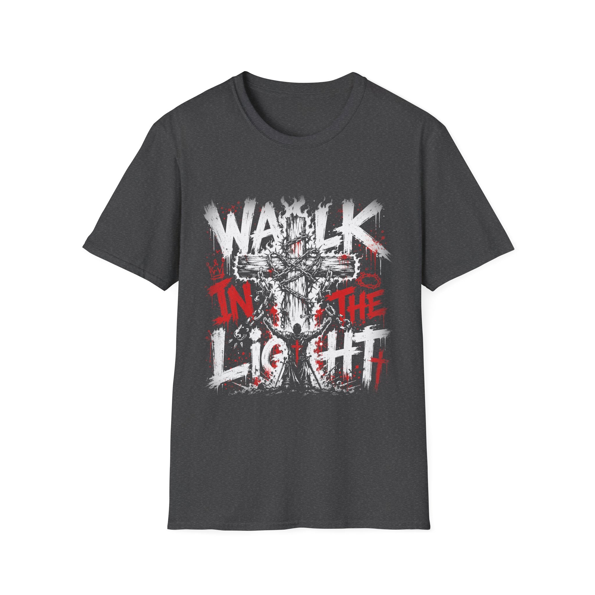 Walk In The Light Christian Cross Art Jesus Faith Spiritual Warfare Scripture Inspired T-Shirt
