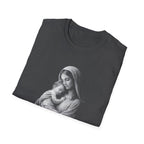 Virgin mary holding baby jesus sacred mother and child christian catholic iconic image T-Shirt