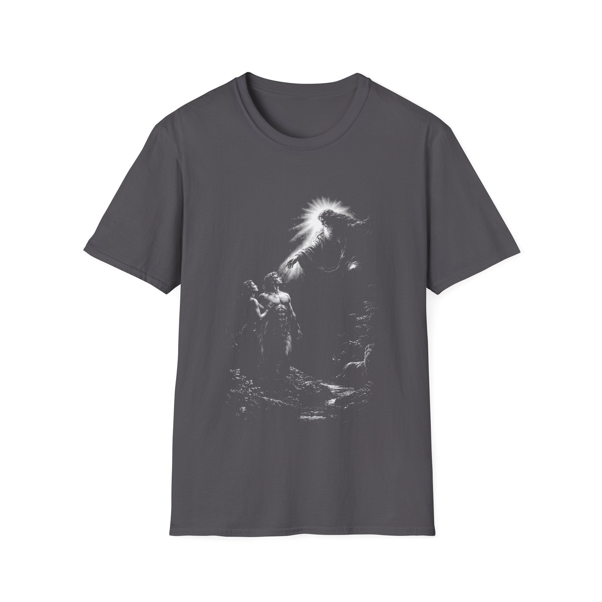 Creation of adam and eve with god in eden spiritual christian biblical scene T-Shirt