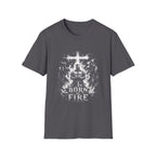 Born Of Fire Christian Knight Cross Crusader Medieval Warrior Faith Flames T-Shirt
