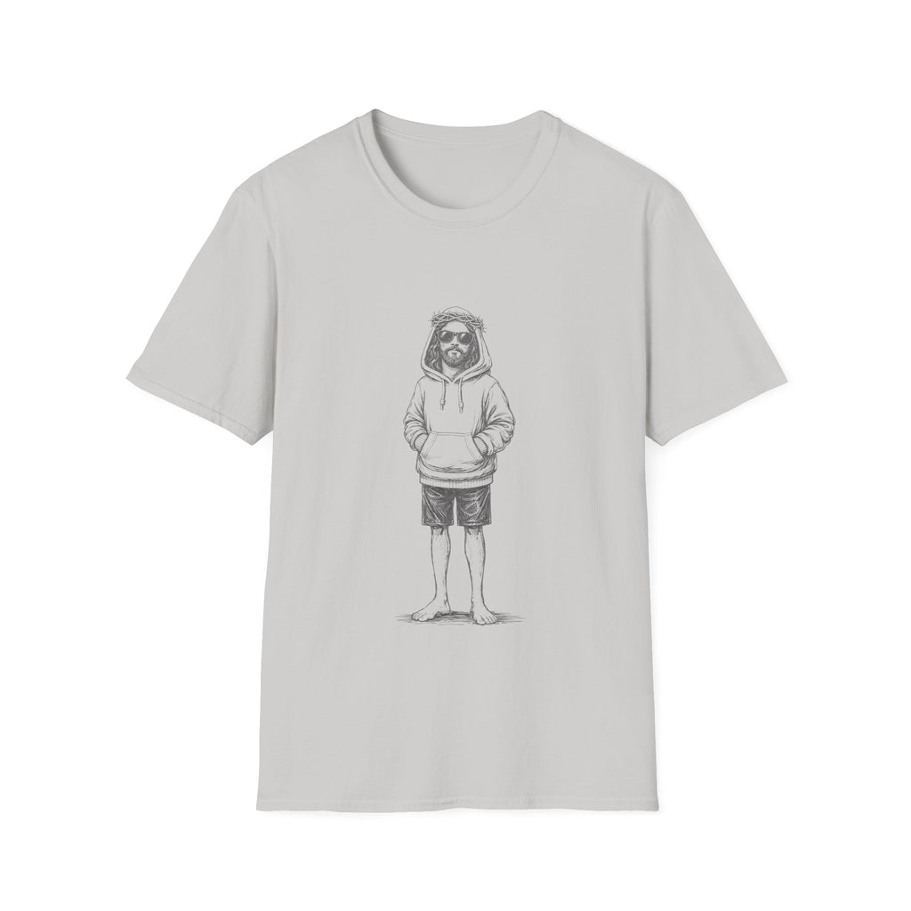 Urban jesus sunglasses crown of thorns barefoot relaxed christian street style youth aesthetic T-Shirt