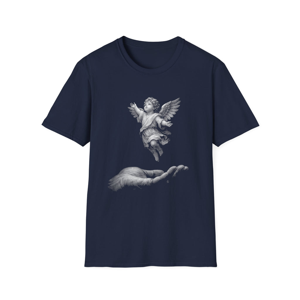 Guardian angel in gods hand spiritual christian memorial baby angel protection from above T-Shirt