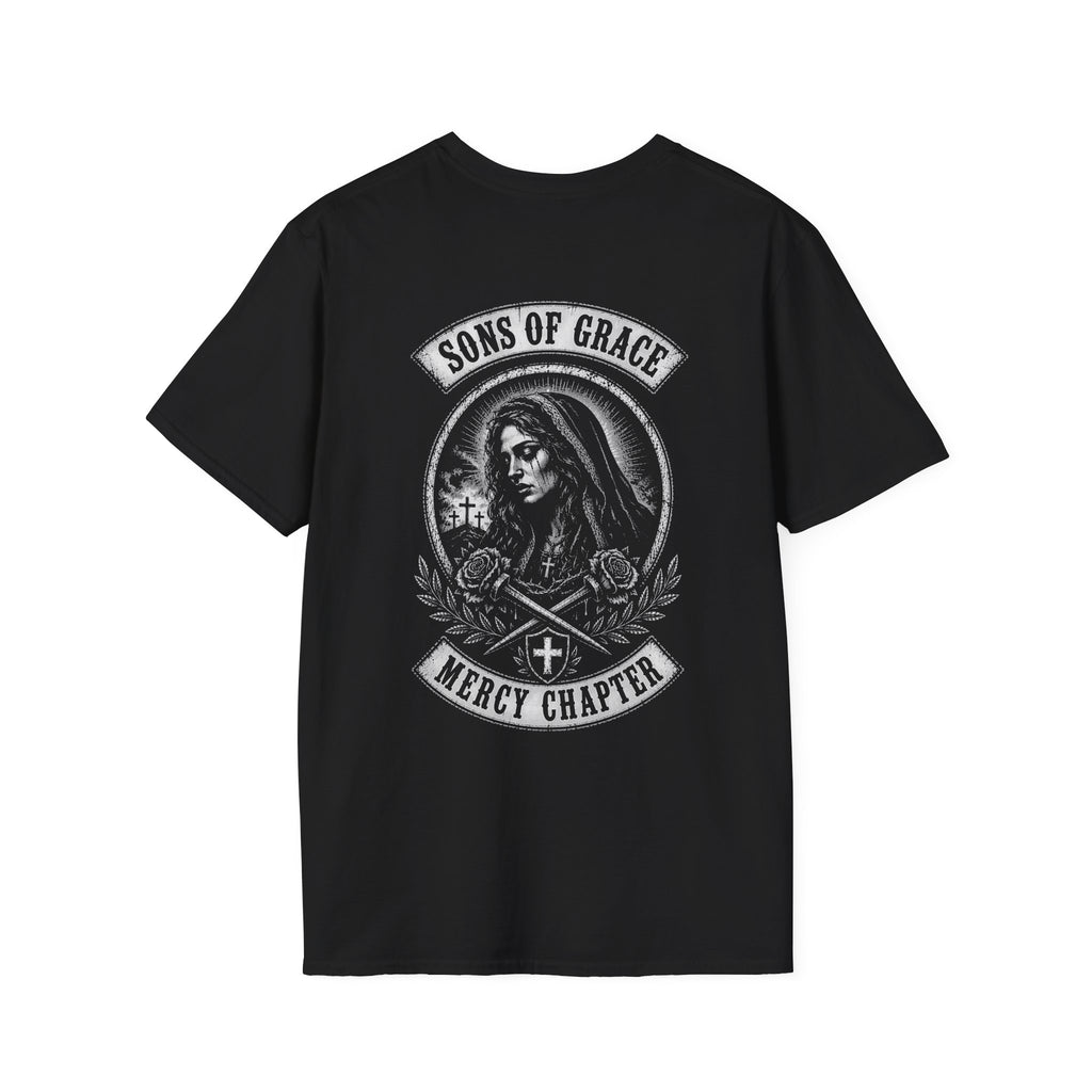 Sons Of Grace Mercy Chapter Gothic Virgin Mary Cross And Roses Catholic Biker Faith Emblem