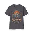 He Directs My Paths Proverbs 3 6 Christian Hiking Mountain Bible Verse Outdoor Faith Landscape T-Shirt