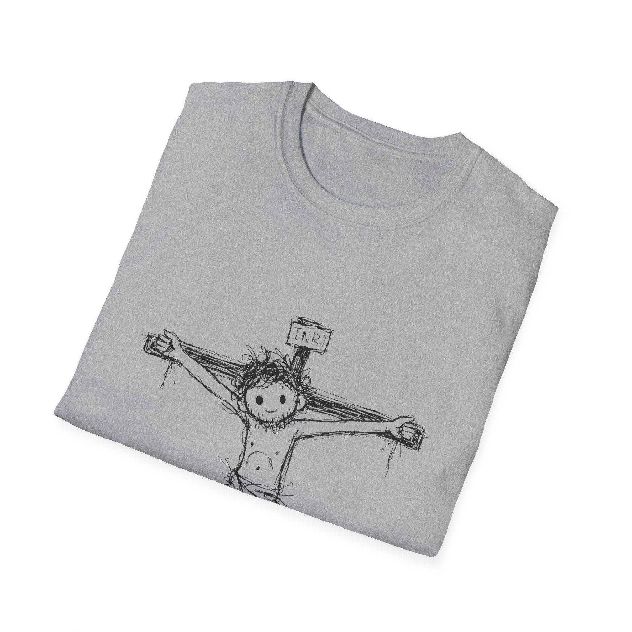 Inri cute jesus on the cross hand drawn christian faith easter good friday catholic bible T-Shirt