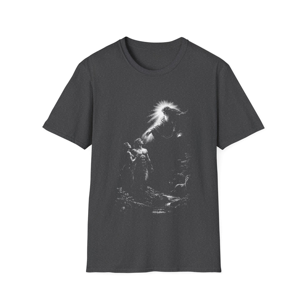 Creation of adam and eve with god in eden spiritual christian biblical scene T-Shirt