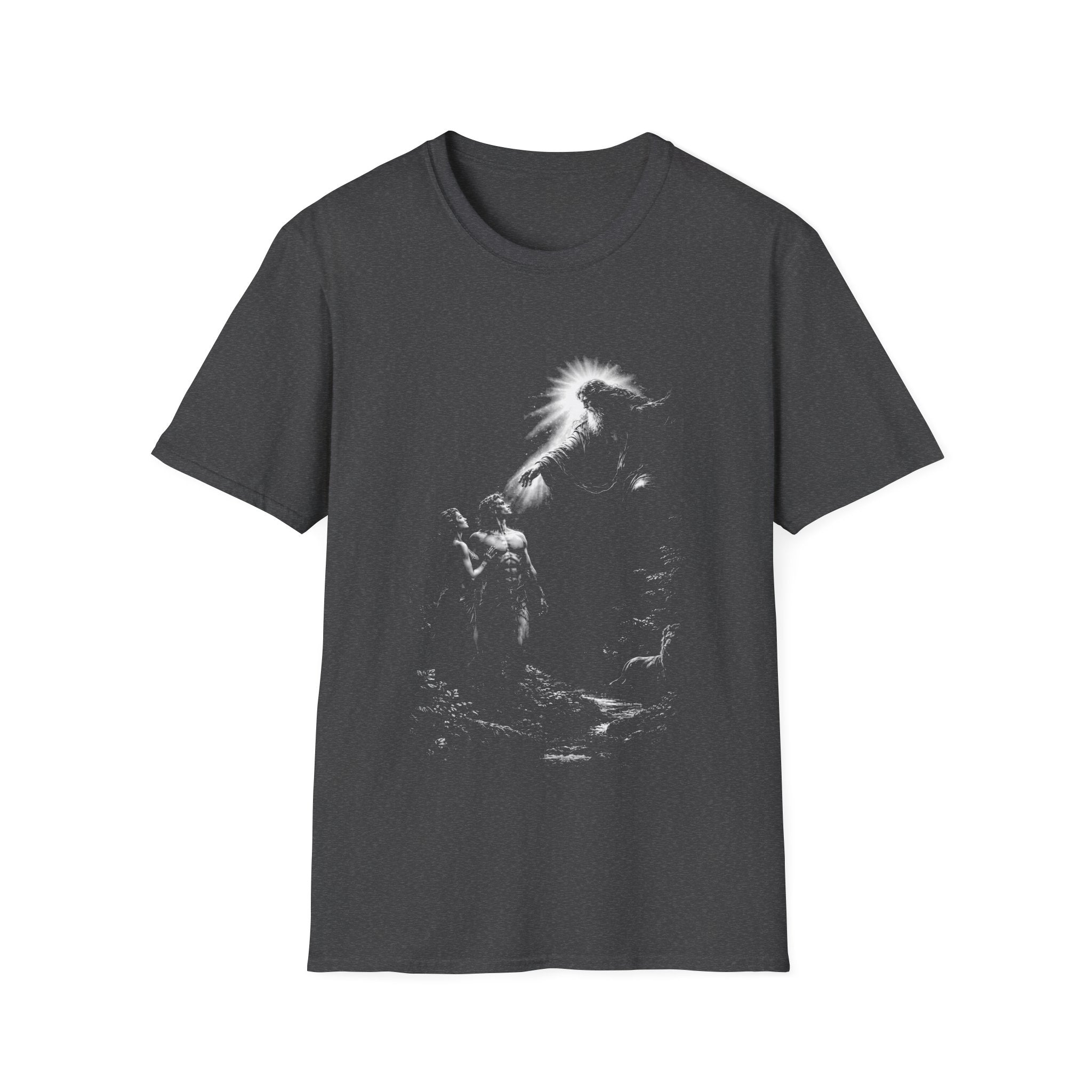 Creation of adam and eve with god in eden spiritual christian biblical scene T-Shirt