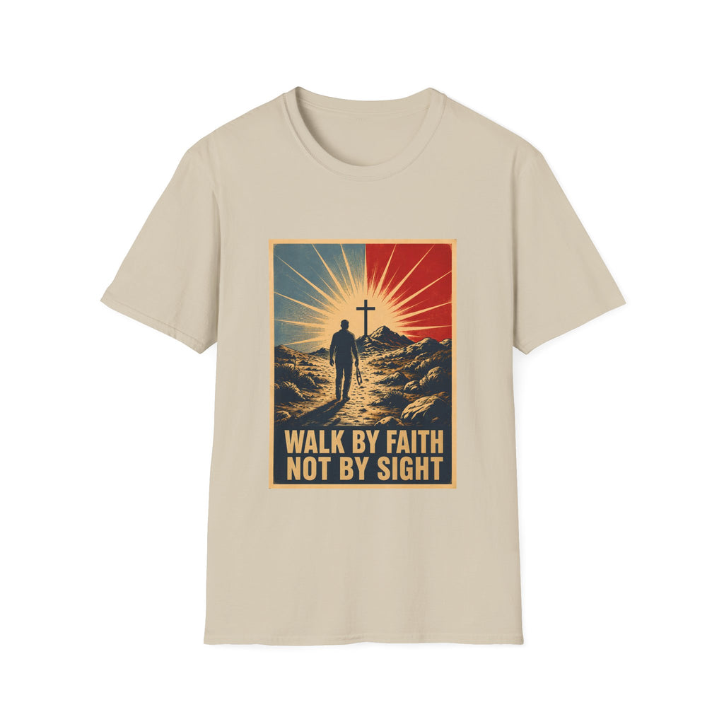 Walk By Faith Not By Sight Christian Cross Sunset Bible Verse Inspirational T-Shirt