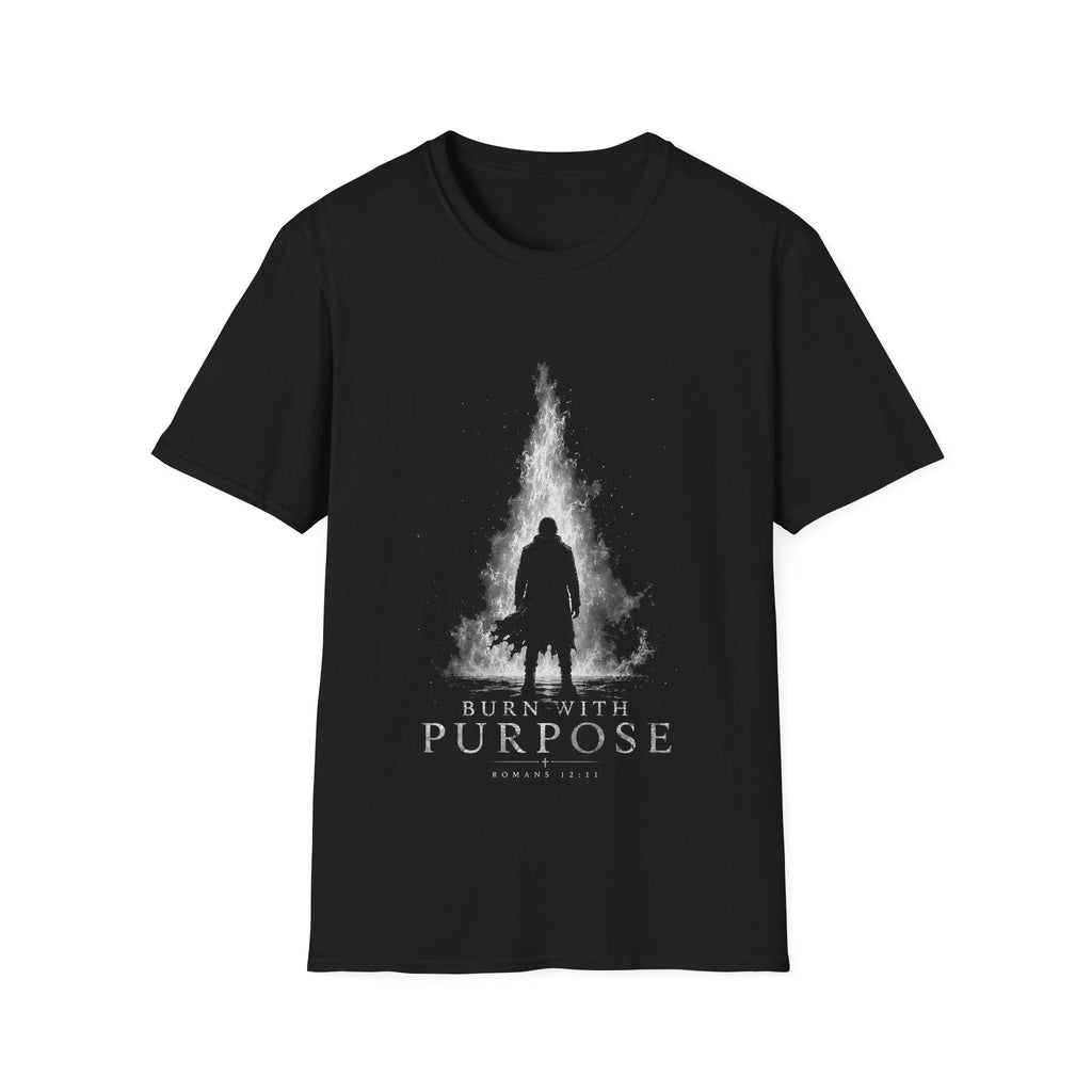 Burn With Purpose Romans 12 11 Christian Fire Scripture Verse Faith Motivation T-Shirt