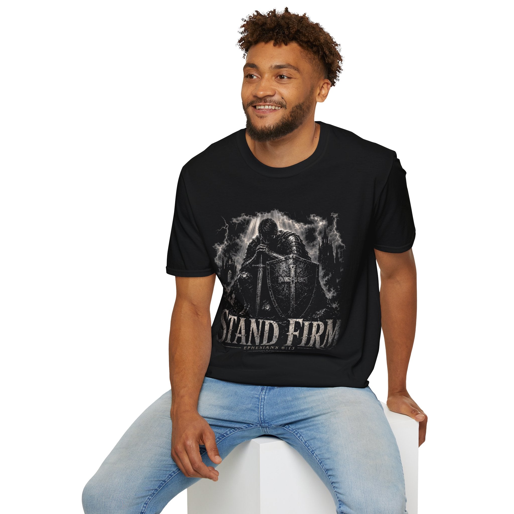 Stand Firm Ephesians 6 13 Christian Knight Armor Of God Spiritual Warfare Faith Courage T-Shirt