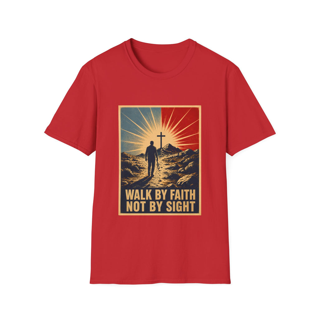 Walk By Faith Not By Sight Christian Cross Sunset Bible Verse Inspirational T-Shirt