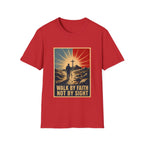 Walk By Faith Not By Sight Christian Cross Sunset Bible Verse Inspirational T-Shirt