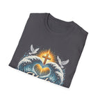 Made new christian baptism renewal cross heart waves doves faith T-Shirt