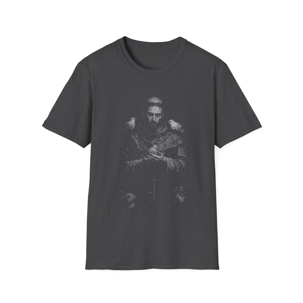 Saint francis of assisi with animals wolf rabbit and doves patron of animals and ecology T-Shirt