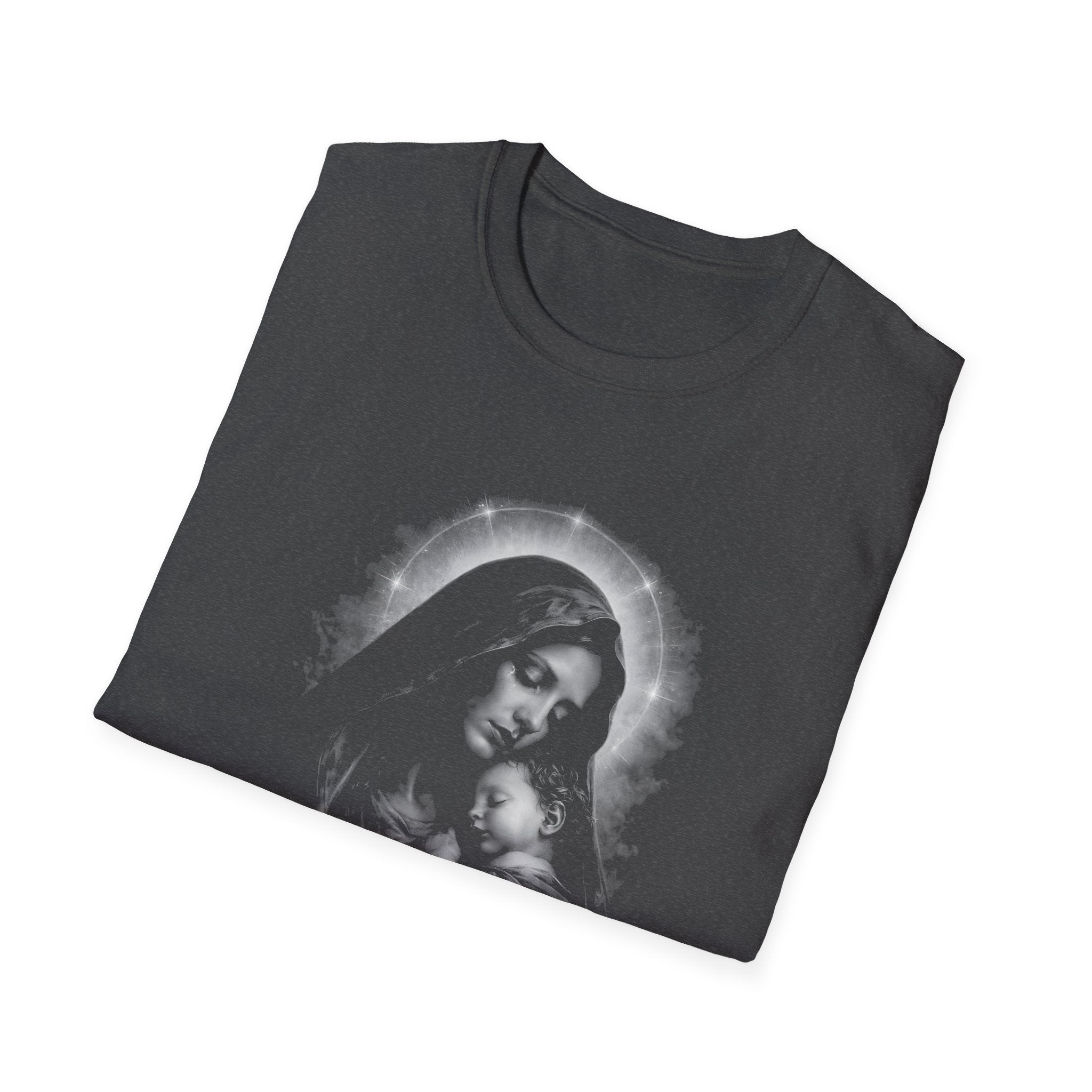 blessed madonna and child holy mother mary with baby jesus sacred christian catholic iconic image T-Shirt