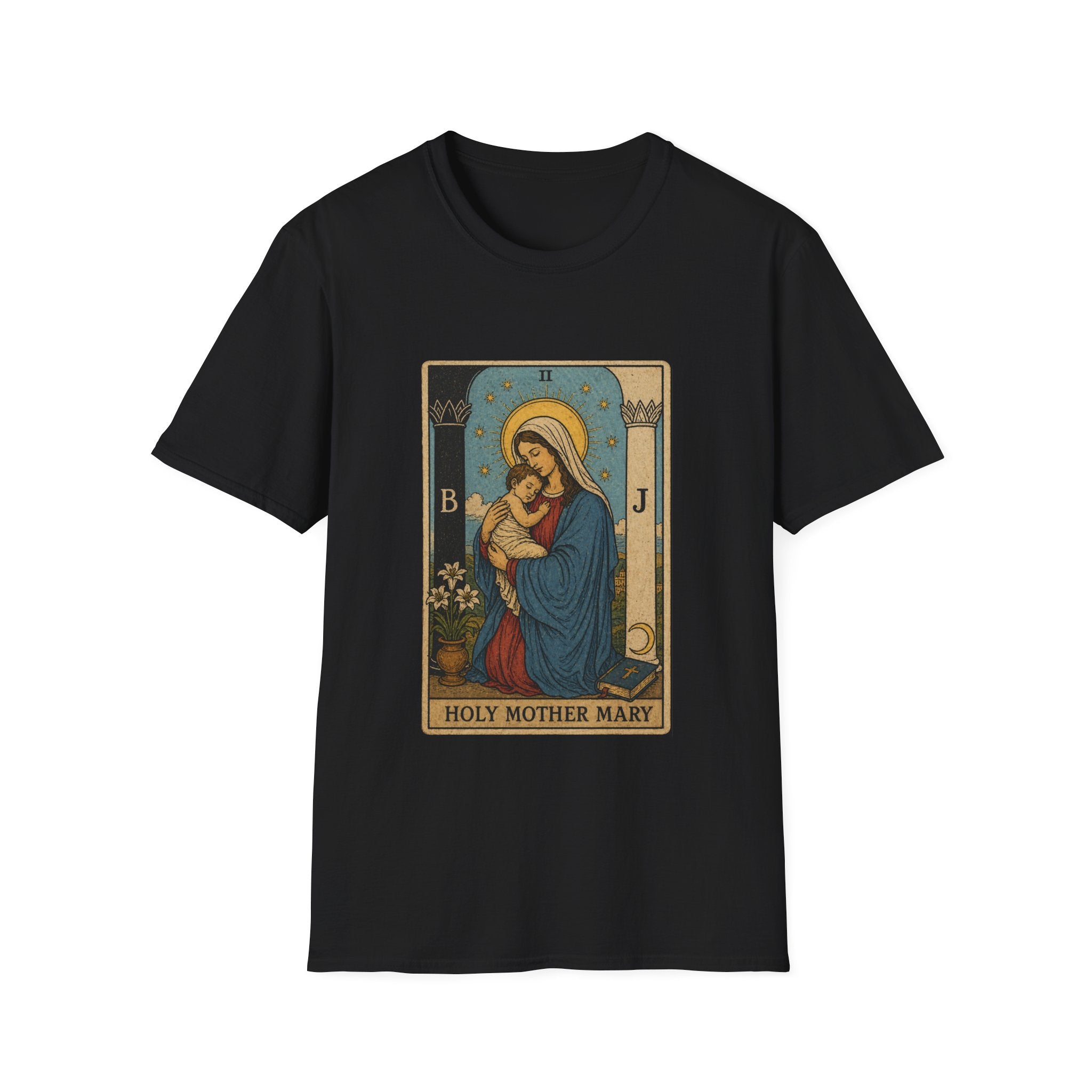 Holy mother mary vintage catholic art icon with baby jesus T-Shirt
