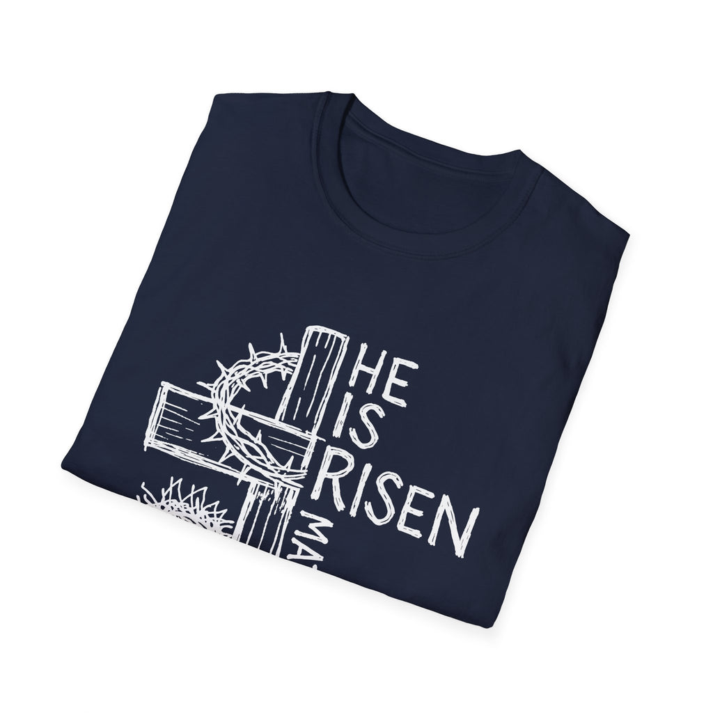 He is risen matthew 28 6 cute christian easter resurrection cross crown of thorns T-Shirt
