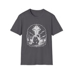 Cowboy Kneeling In Prayer Under Radiant Cross Western Christian Faith Desert Spiritual Scene T-Shirt