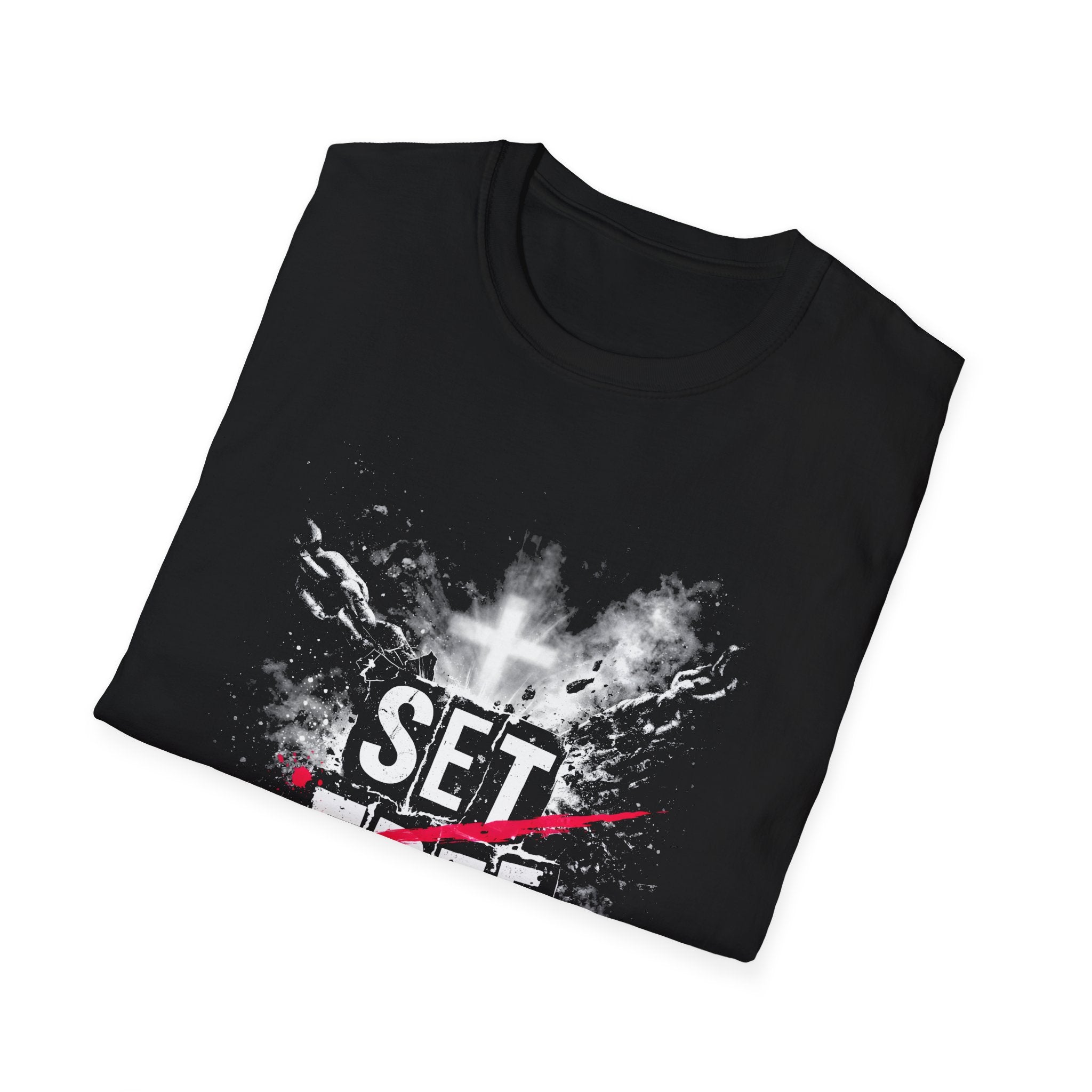 Set free john 8 36 christian cross broken chains easter faith freedom T-Shirt