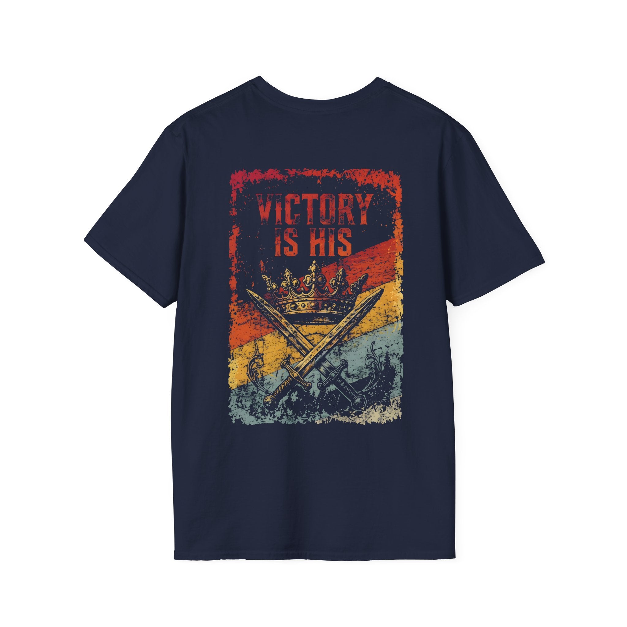 Victory Is His Christian Crown And Crossed Swords Vintage Faith Warrior Graphic For Men And Women Believers T-Shirt