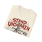 Stand Unshaken Christian Warrior Sword Cross Armor Faith Over Fear Bible Verse Ephesians 6 Isaiah 54 T-Shirt