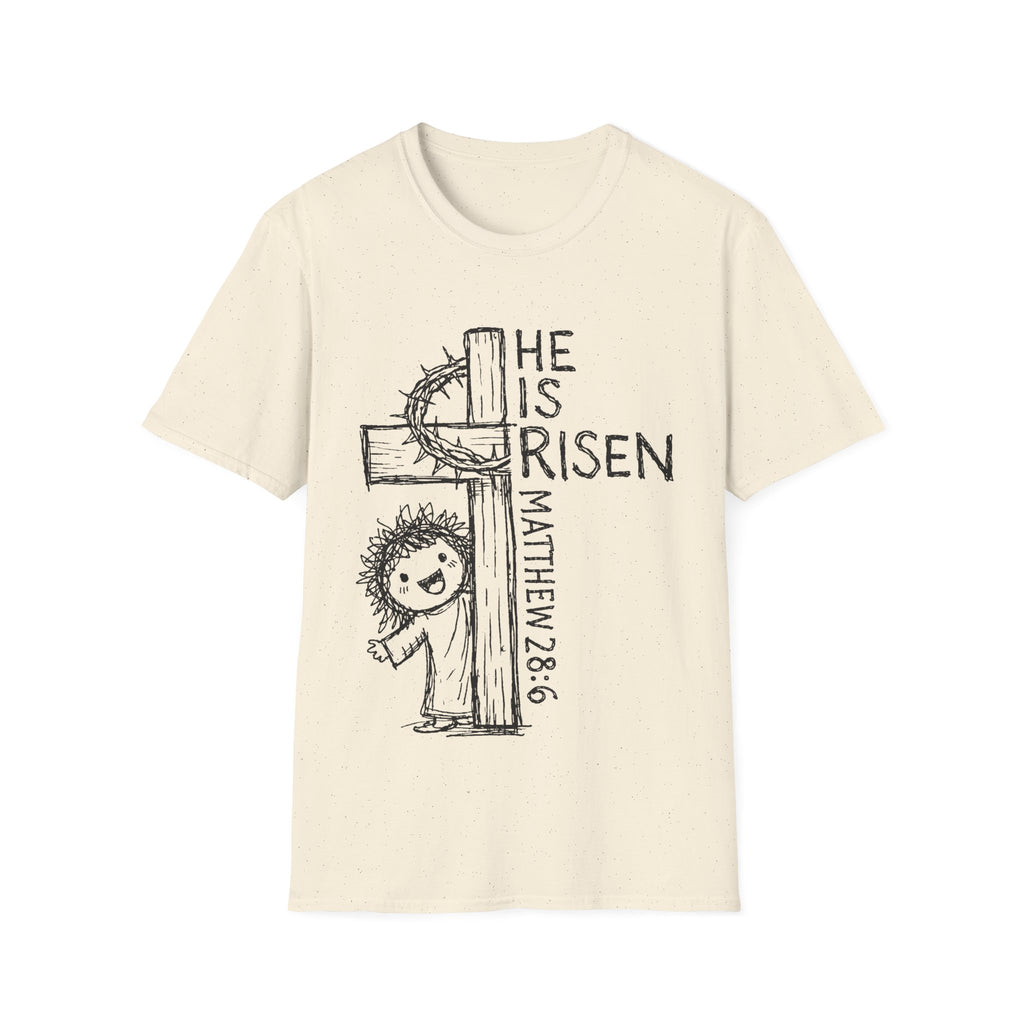 He is risen matthew 28:6 cute easter christian resurrection kids faith T-Shirt