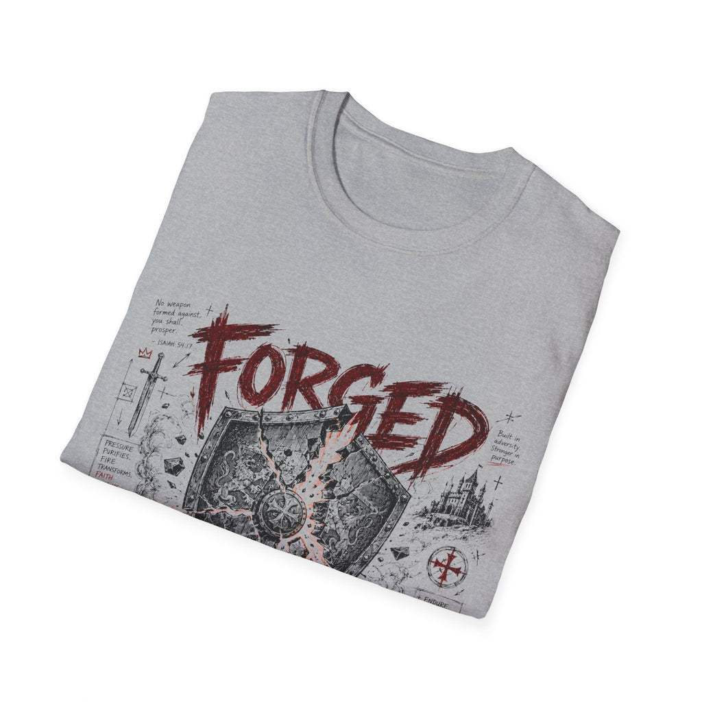 Forged Through Trial Christian Warrior Shield Iron Sharpens Iron Bible Verse Faith T-Shirt