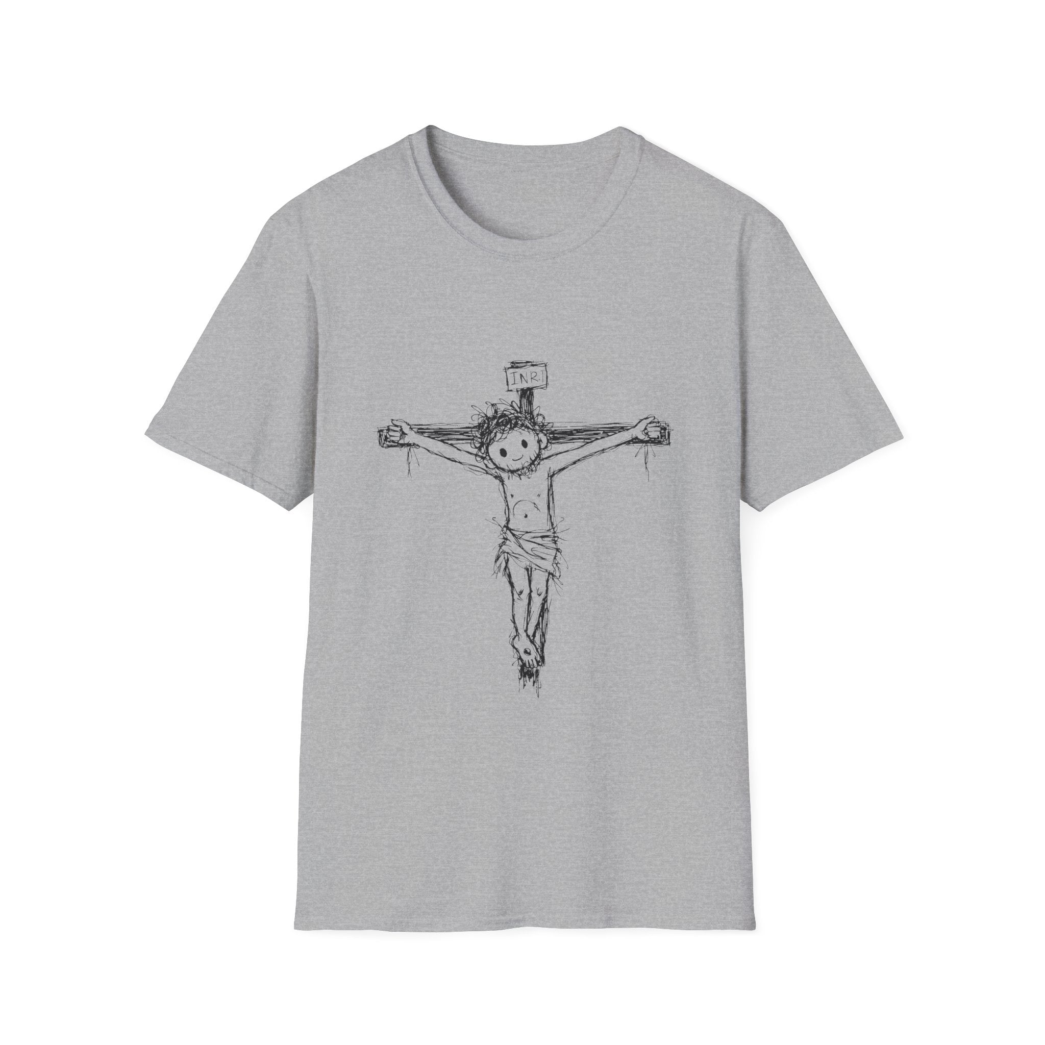 Inri cute jesus on the cross hand drawn christian faith easter good friday catholic bible T-Shirt
