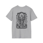 BACKPRINT St Michael Quis Ut Deus Archangel Warrior Christian Spiritual Warfare Protector Artwork T-Shirt