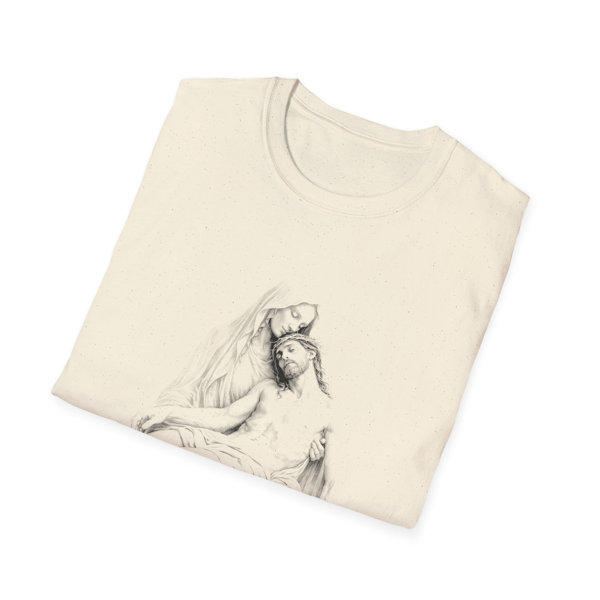 Sorrowful pieta mary holding jesus after crucifixion christian faith reflection T-Shirt