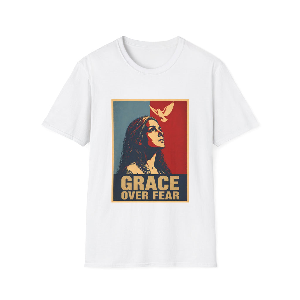 Grace Over Fear Christian Faith Inspirational Dove Woman Religious Hope T-Shirt