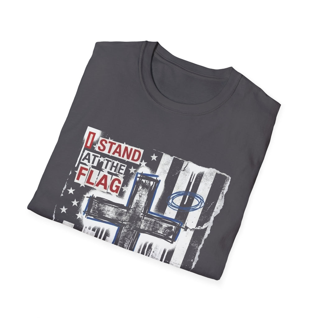 I stand at the flag i kneel at the cross christian patriotic american flag cross T-Shirt