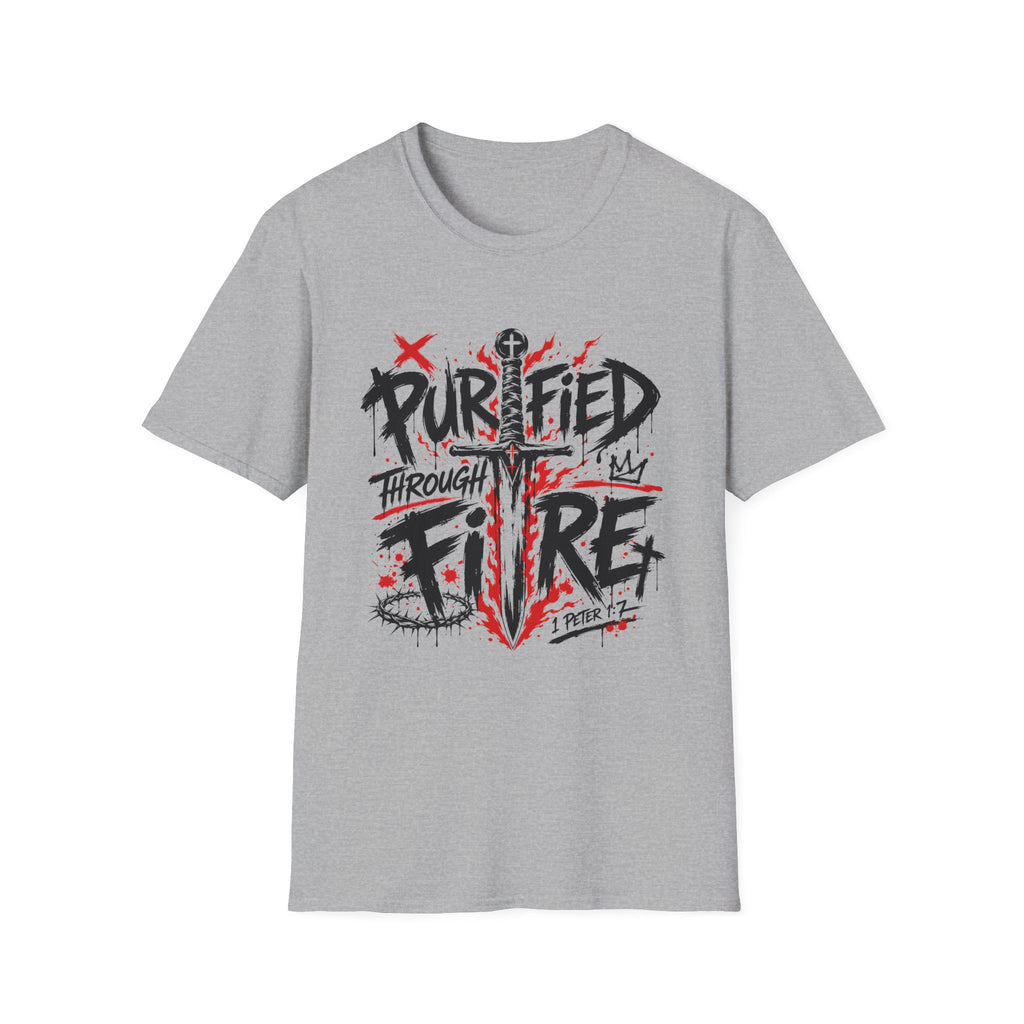 Purified Through Fire Christian Sword Cross 1 Peter 1 7 Bible Verse Faith