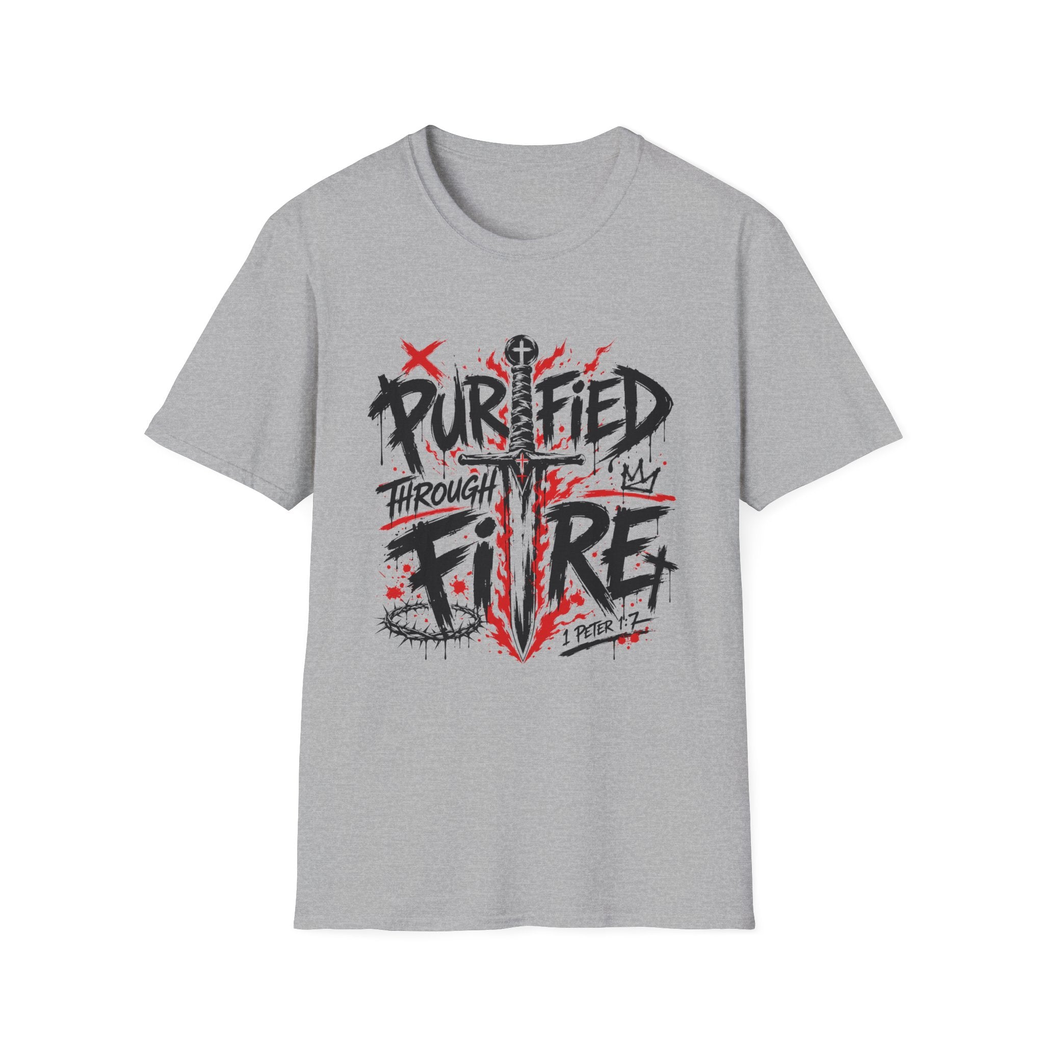 Purified Through Fire Christian Sword Cross 1 Peter 1 7 Bible Verse Faith