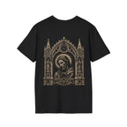 BACKPRINT Gothic Sacred Christ Portrait In Ornate Cathedral Arch Christian Religious Icon T-Shirt